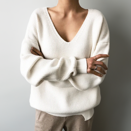 Oversized Gerippter Pullover Für Damen