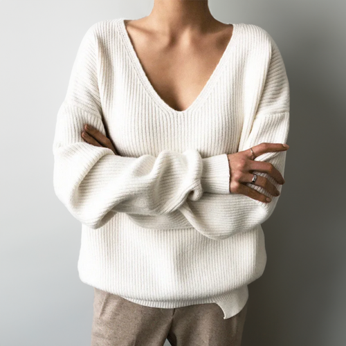 Oversized Gerippter Pullover Für Damen