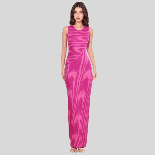 fluwelen maxi-jurk met asymmetrische halslijn
