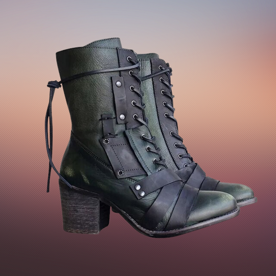 Heidi-Mode | Vilde Motorradstiefel Retro Stil mit Dicken Sohlen