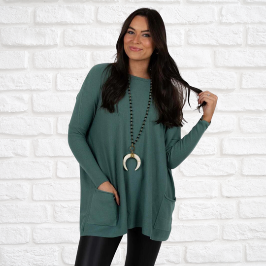Heidi-Mode | Neue Bluse mit Langen Ärmeln und Großen Taschen Vintage-Stil