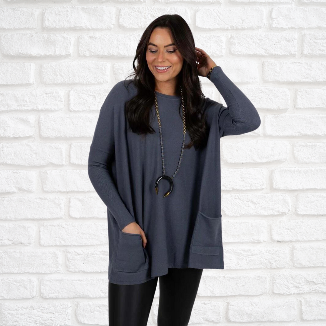 Heidi-Mode | Neue Bluse mit Langen Ärmeln und Großen Taschen Vintage-Stil