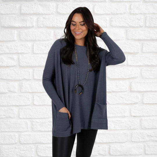 Heidi-Mode | Neue Bluse mit Langen Ärmeln und Großen Taschen Vintage-Stil