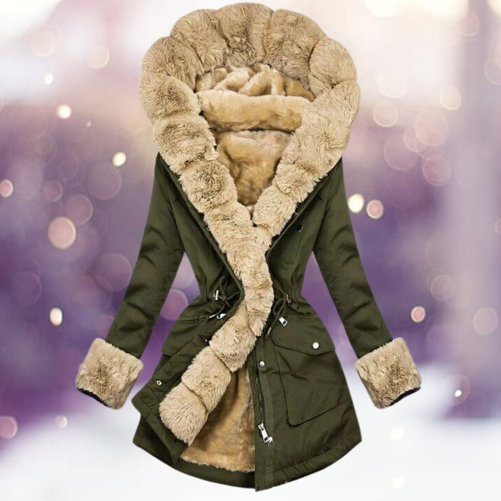 Warme Winterjacke Mit Pelzfütterung Damen