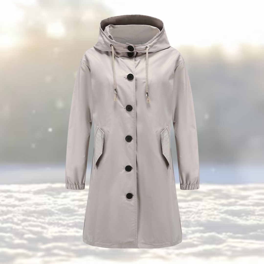 Heidi-Mode – Stylischer Button-Down-Wintermantel mit Kapuze