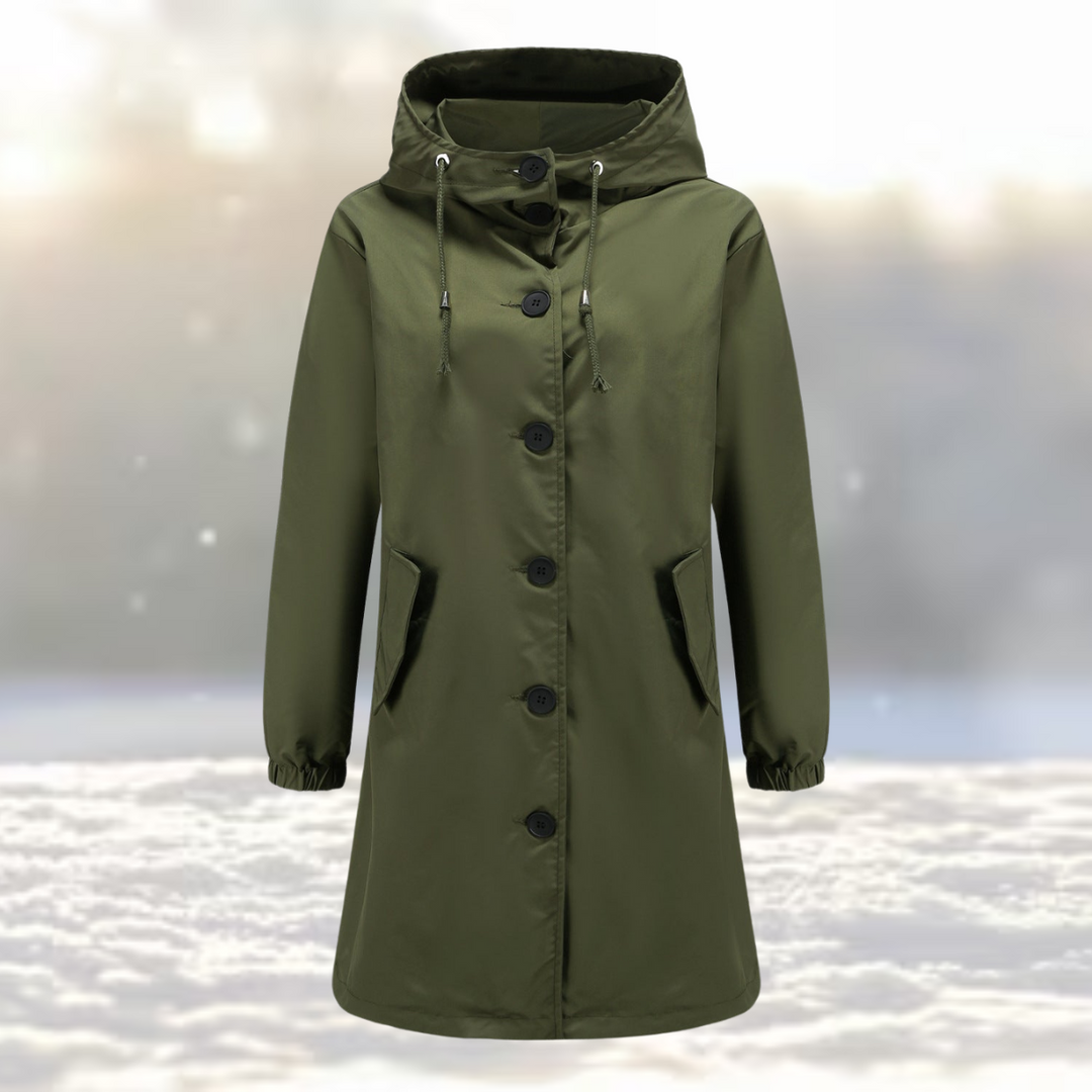 Heidi-Mode – Stylischer Button-Down-Wintermantel mit Kapuze