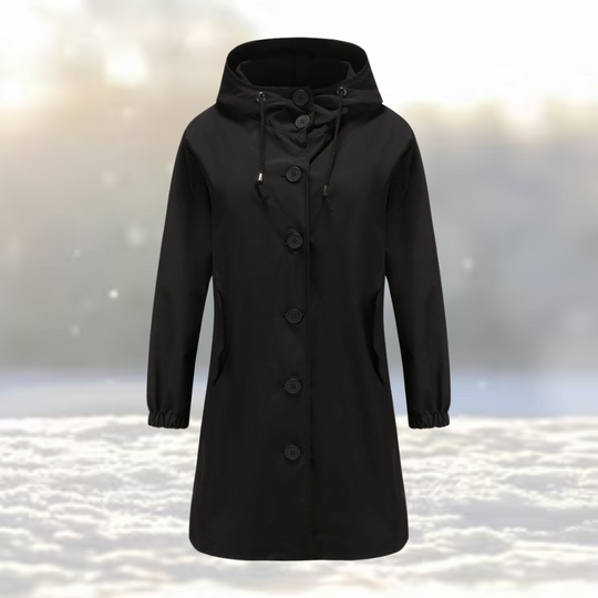 Heidi-Mode – Stylischer Button-Down-Wintermantel mit Kapuze