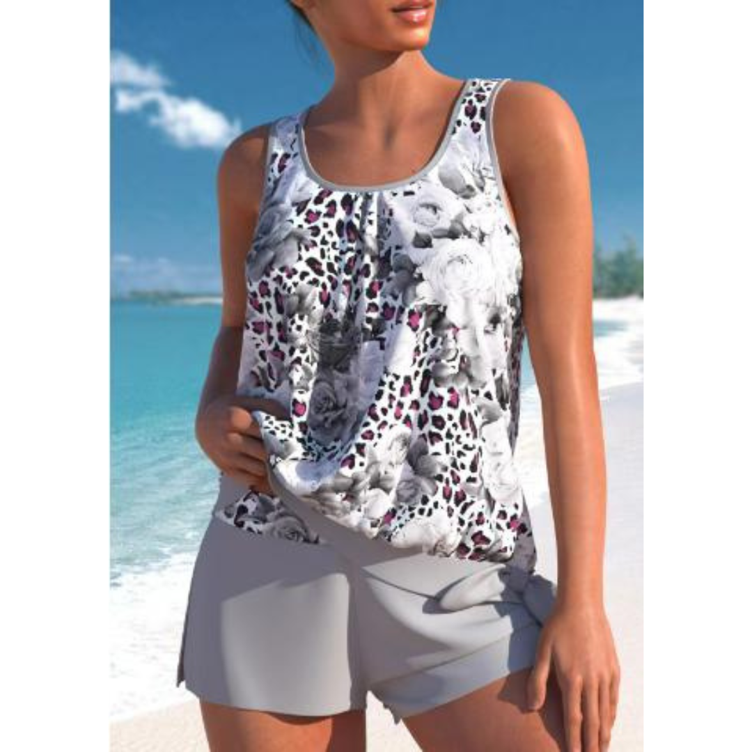 Heidi-Mode | Damen Blumenmuster Zweiteiliges Badeanzug Set Bright