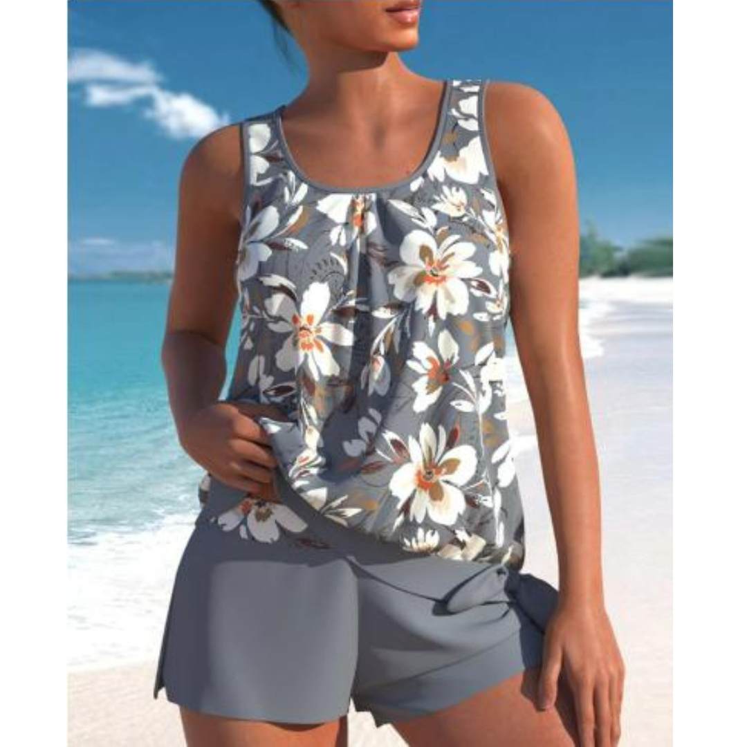 Heidi-Mode | Damen Blumenmuster Zweiteiliges Badeanzug Set Bright