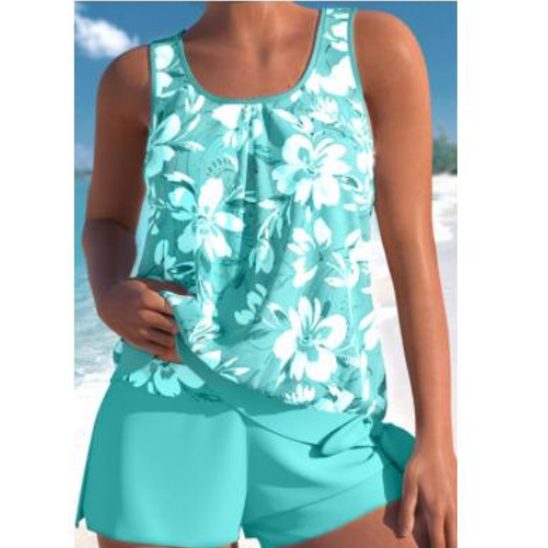Heidi-Mode | Damen Blumenmuster Zweiteiliges Badeanzug Set Bright