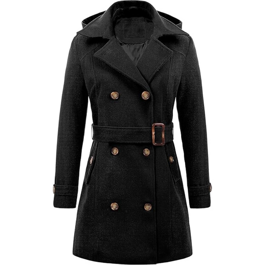 Heidi-Mode | Damen gepolsterter Winter-Trenchcoat mit Kapuze