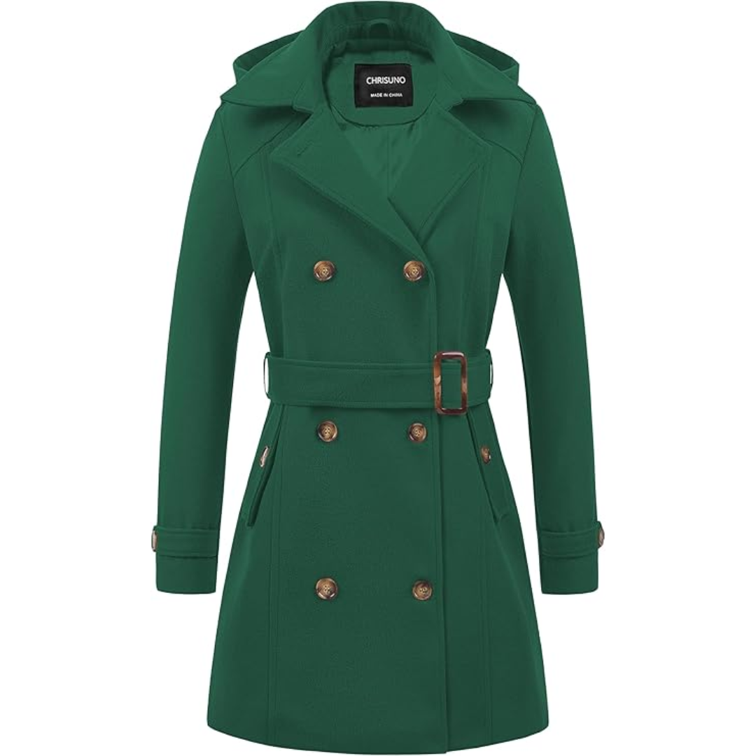 Heidi-Mode | Damen gepolsterter Winter-Trenchcoat mit Kapuze