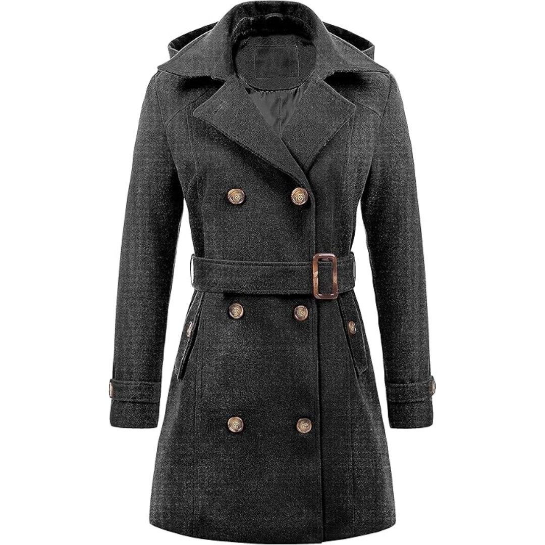 Heidi-Mode | Damen gepolsterter Winter-Trenchcoat mit Kapuze