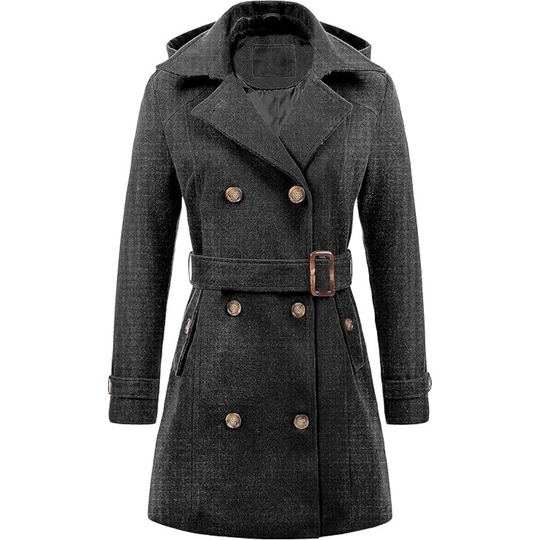 Heidi-Mode | Damen gepolsterter Winter-Trenchcoat mit Kapuze