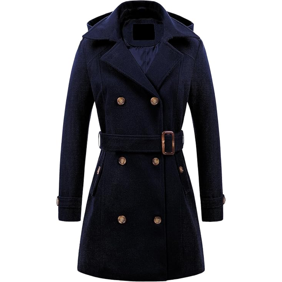 Heidi-Mode | Damen gepolsterter Winter-Trenchcoat mit Kapuze