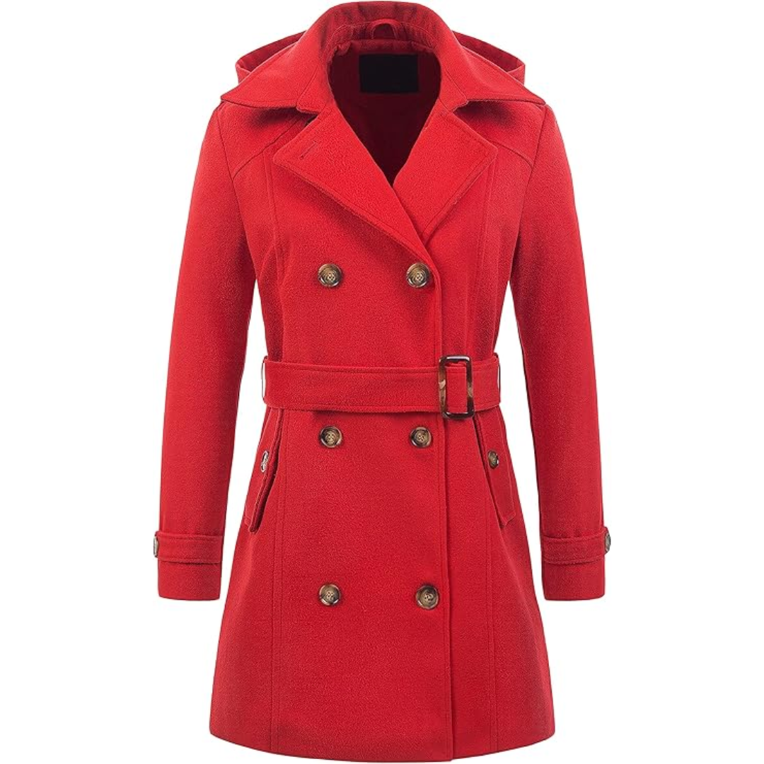 Heidi-Mode | Damen gepolsterter Winter-Trenchcoat mit Kapuze