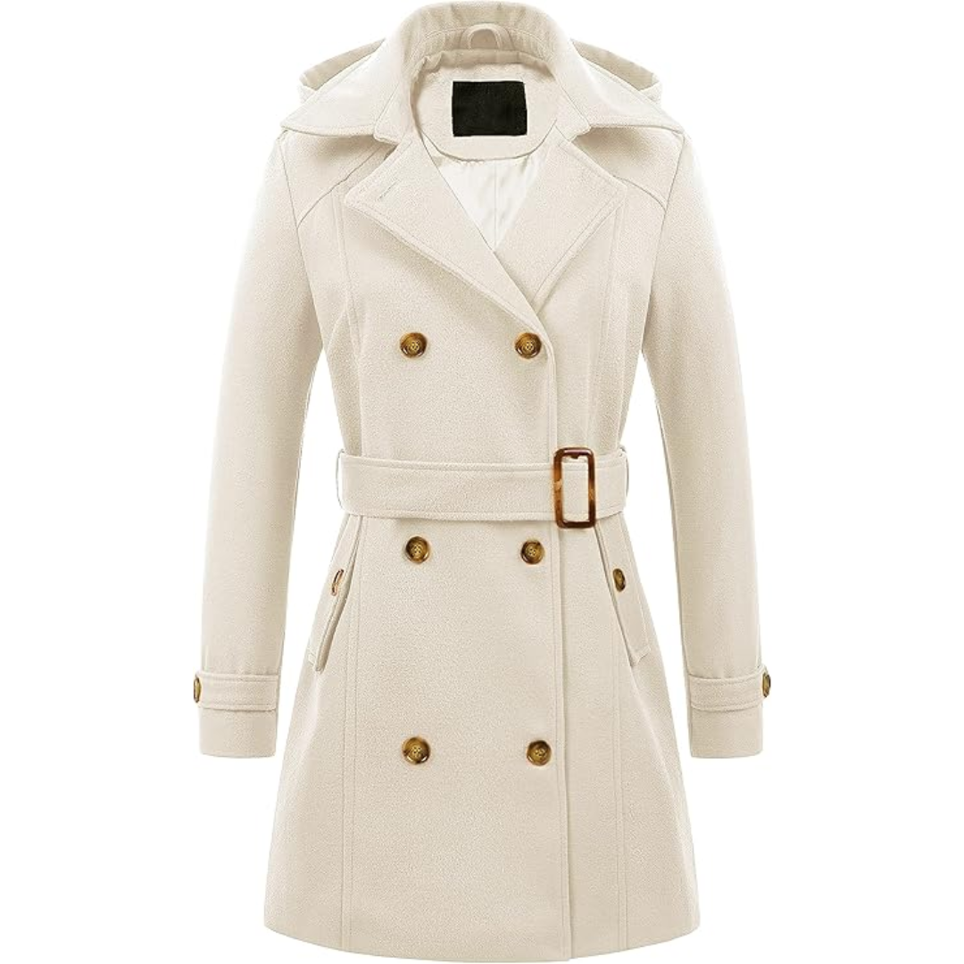 Heidi-Mode | Damen gepolsterter Winter-Trenchcoat mit Kapuze