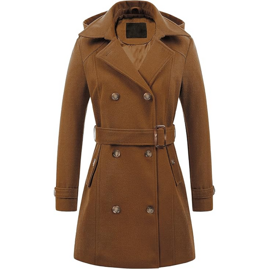 Heidi-Mode | Damen gepolsterter Winter-Trenchcoat mit Kapuze