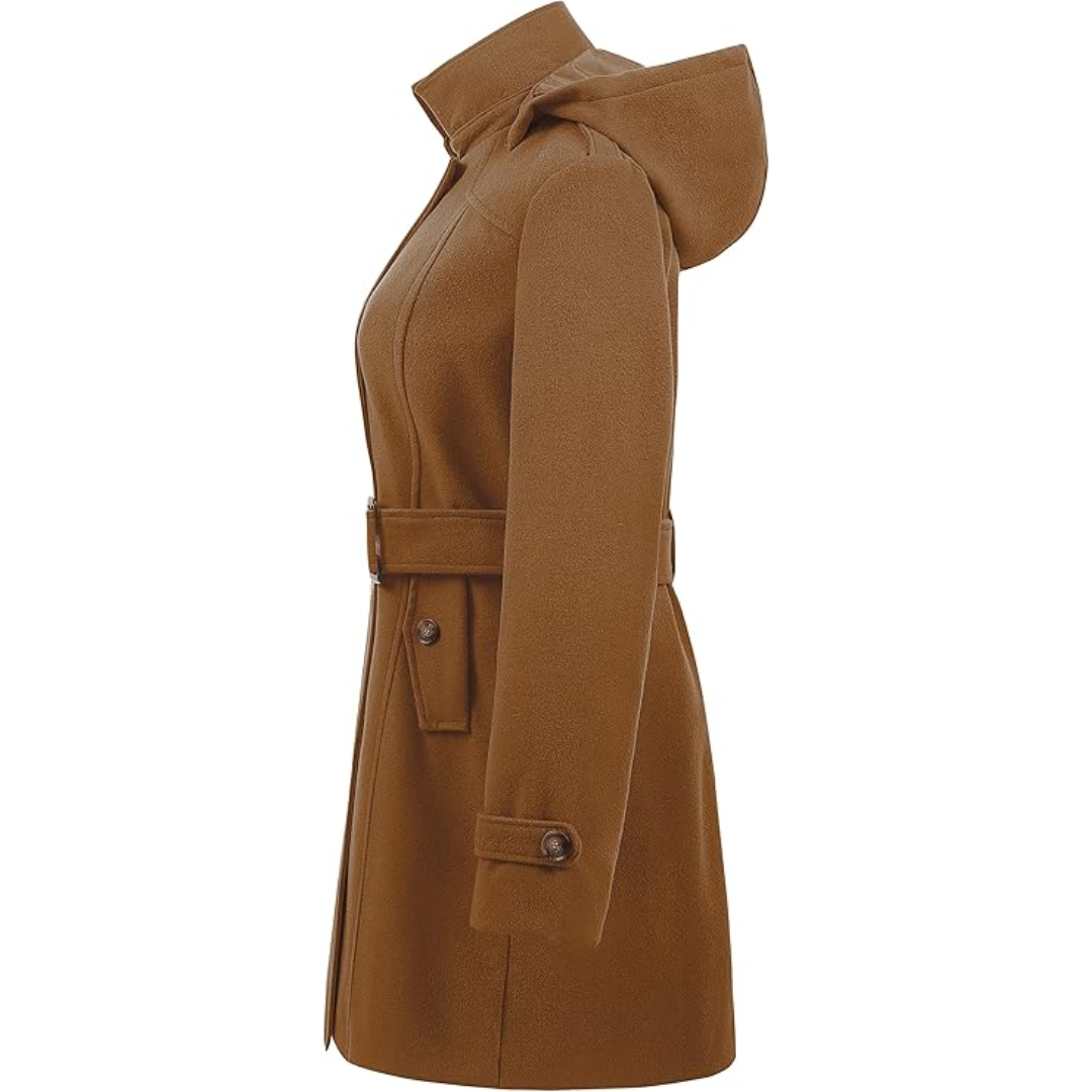 Heidi-Mode | Damen gepolsterter Winter-Trenchcoat mit Kapuze