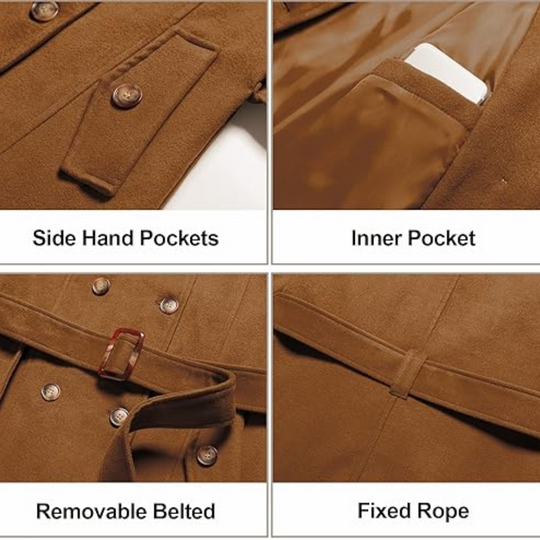 Heidi-Mode | Damen gepolsterter Winter-Trenchcoat mit Kapuze