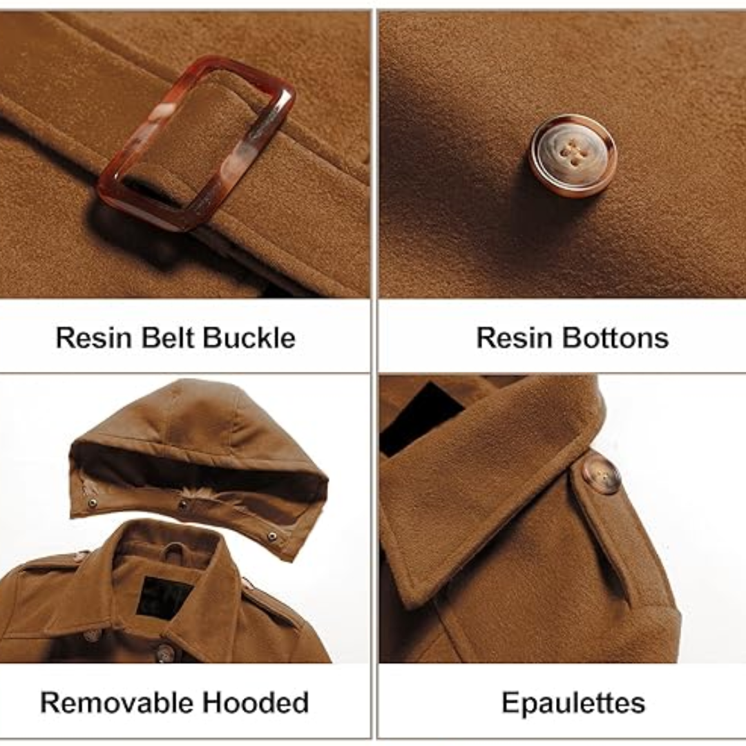 Heidi-Mode | Damen gepolsterter Winter-Trenchcoat mit Kapuze