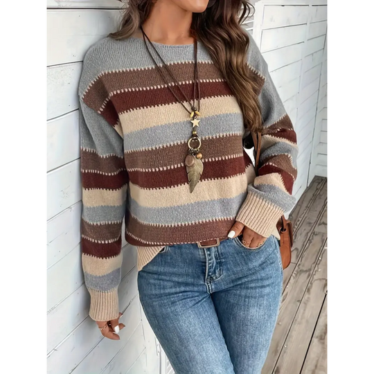 Heidi-Mode | Pull Damen mit Rundhalsausschnitt und Langen Ärmeln