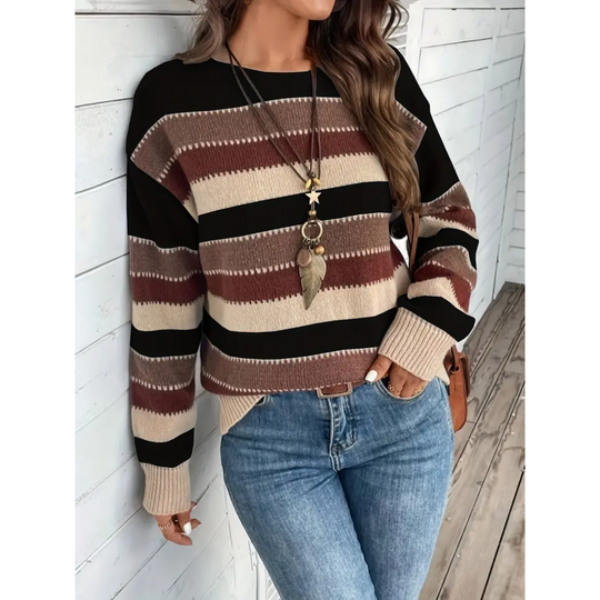 Heidi-Mode | Pull Damen mit Rundhalsausschnitt und Langen Ärmeln