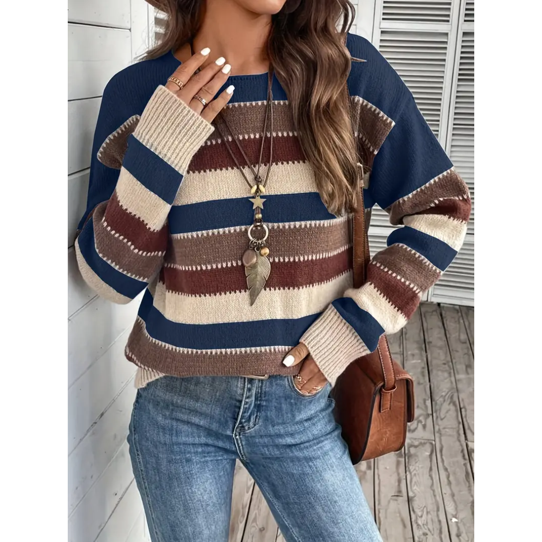 Heidi-Mode | Pull Damen mit Rundhalsausschnitt und Langen Ärmeln
