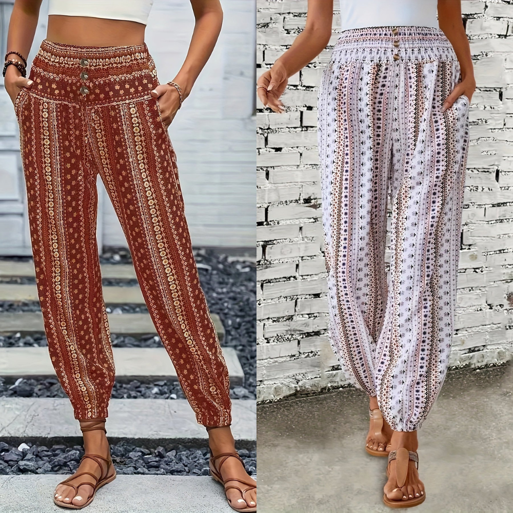 Heidi-Mode | Hohe Taille Druckhose Instant Boho Vibe