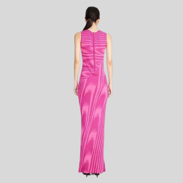 fluwelen maxi-jurk met asymmetrische halslijn