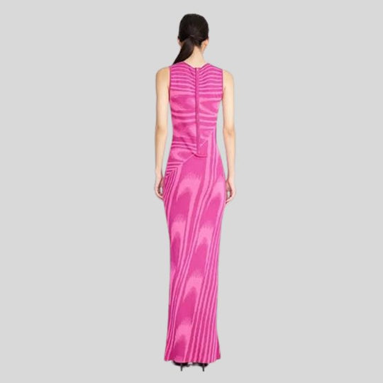 fluwelen maxi-jurk met asymmetrische halslijn