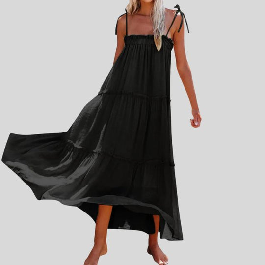 Heidi-Mode | Gestufte Maxi-Kleid mit Verstellbaren Bindebändern