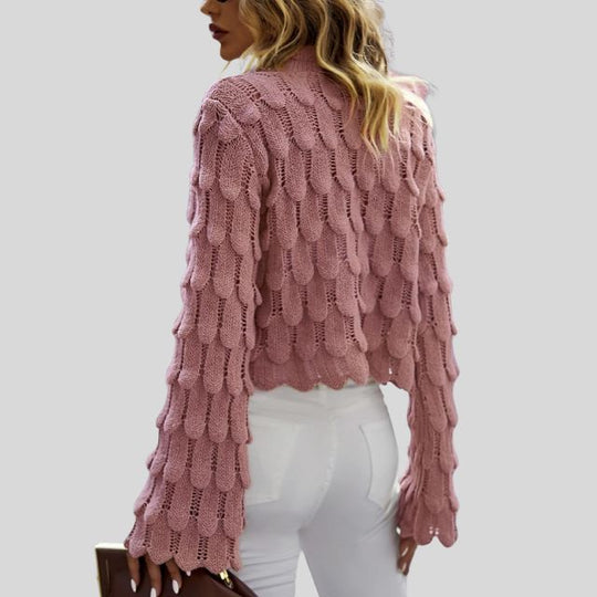 Strukturierter Strickpullover mit Puffärmeln