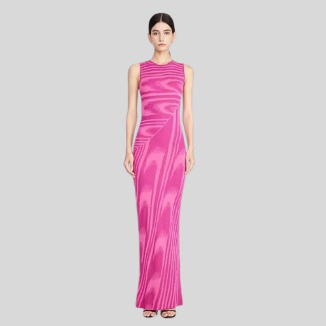 fluwelen maxi-jurk met asymmetrische halslijn
