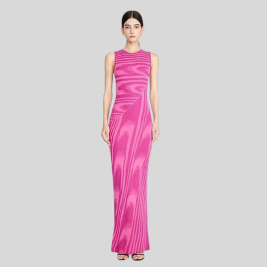 fluwelen maxi-jurk met asymmetrische halslijn