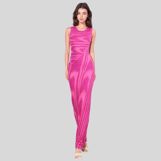 fluwelen maxi-jurk met asymmetrische halslijn