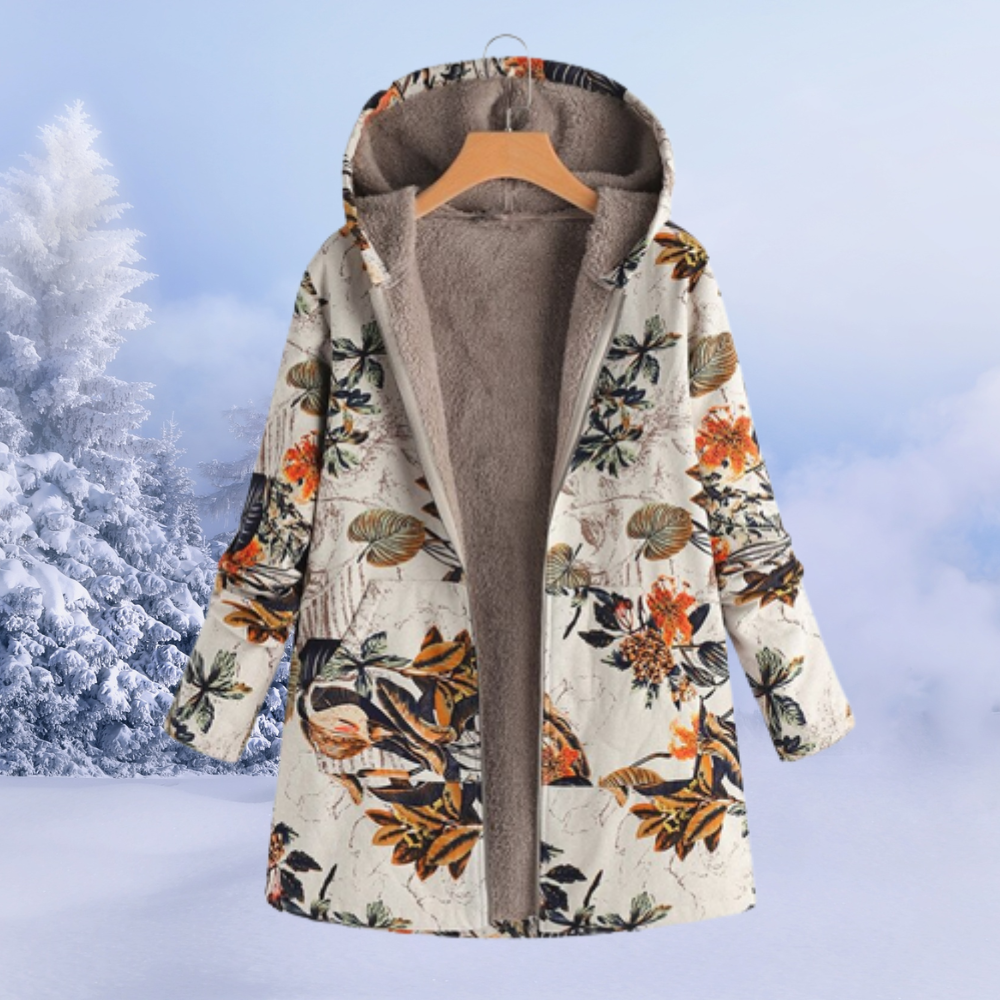 Heidi-Mode | Winterjacke Damen mit Blumenmuster Warm
