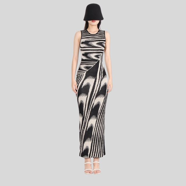 fluwelen maxi-jurk met asymmetrische halslijn