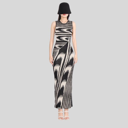 fluwelen maxi-jurk met asymmetrische halslijn