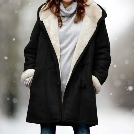 Heidi-Mode | Veste Polaire En Daim De Haute Qualité Avec Capuche Mi-Longue
