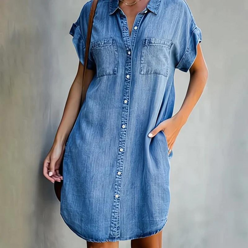 Kurzärmeliges Denim-Kleid