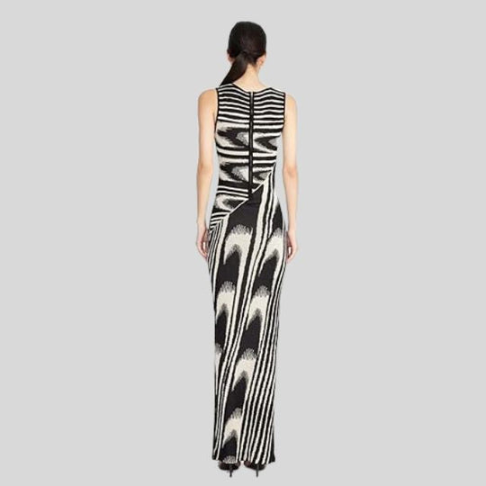 fluwelen maxi-jurk met asymmetrische halslijn