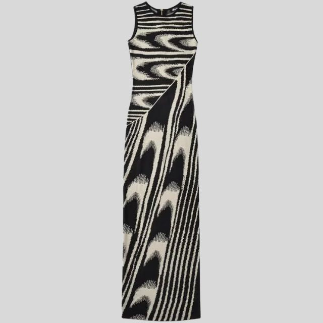 fluwelen maxi-jurk met asymmetrische halslijn