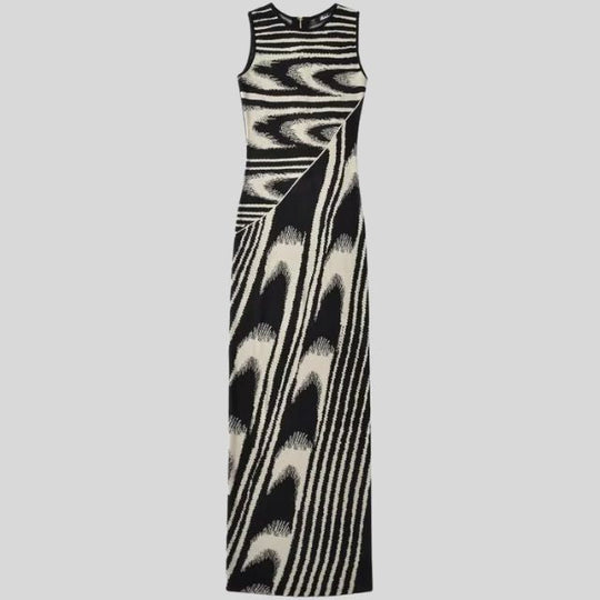 fluwelen maxi-jurk met asymmetrische halslijn