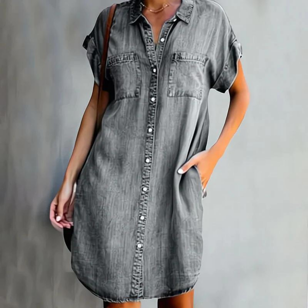 Kurzärmeliges Denim-Kleid