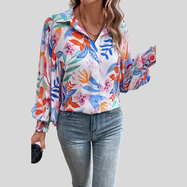 Heidi-Mode - Fließende Bluse mit Blumenmuster für Frauen