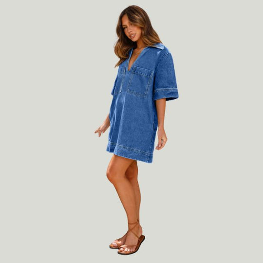 Lässiges Jeanskleid mit Fronttaschen