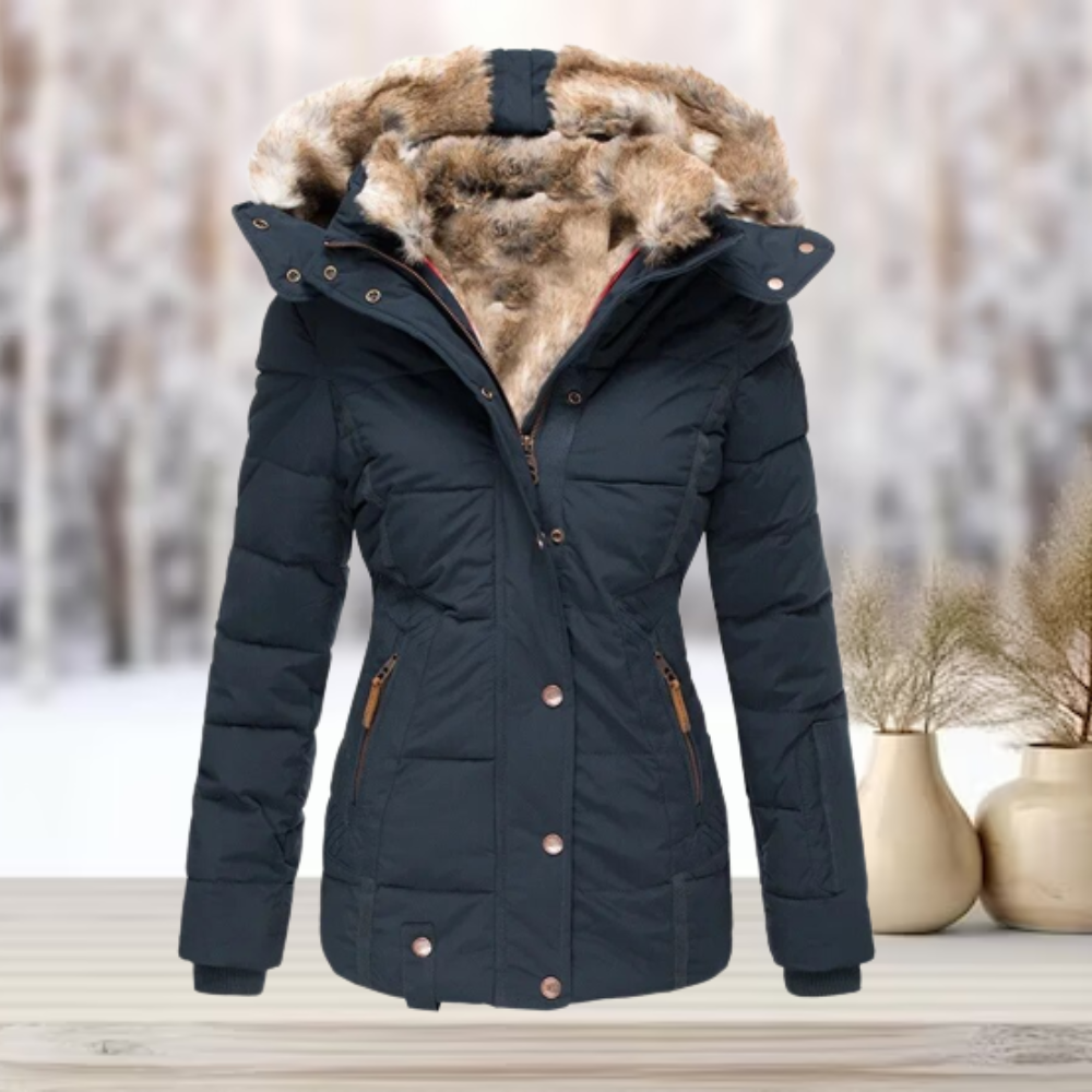 Elegante Winter-Pelzjacke mit Kapuze