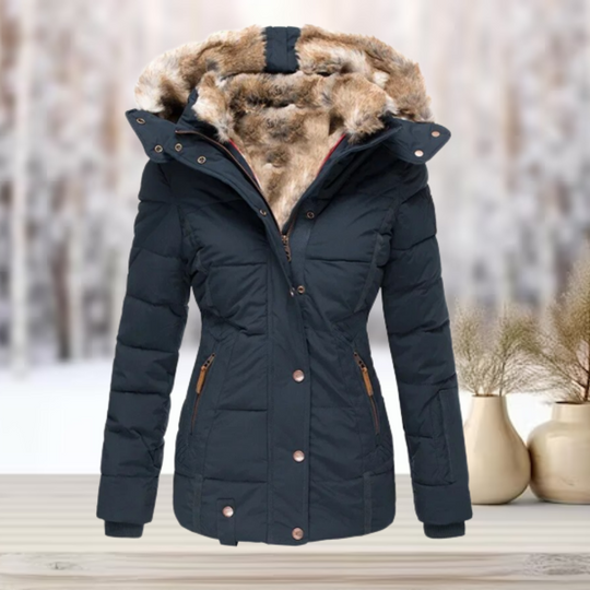 Elegante Winter-Pelzjacke mit Kapuze