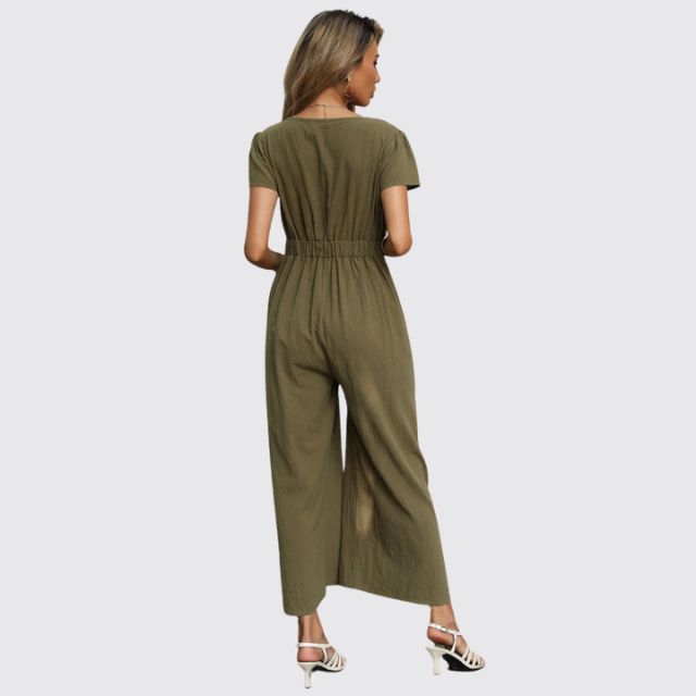 jumpsuit met stropdas aan de voorkant